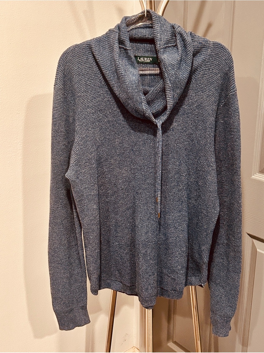 Lauren Ralph Lauren Slate Blue Cowl Neck Sweater 100% cotton